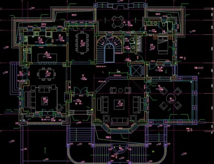 别墅石材装饰 一层平面图