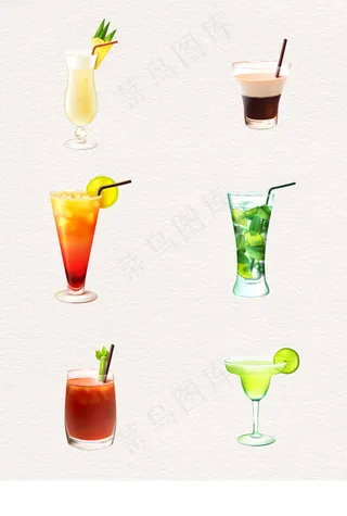 6款手绘夏日饮品矢量图