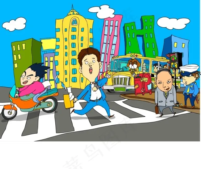 过马路的人ai矢量模版下载