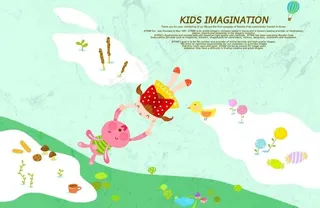 小女孩和小兔子图片