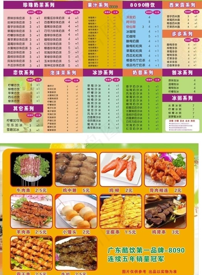 奶茶菜单价目表图片cdr矢量模版下载