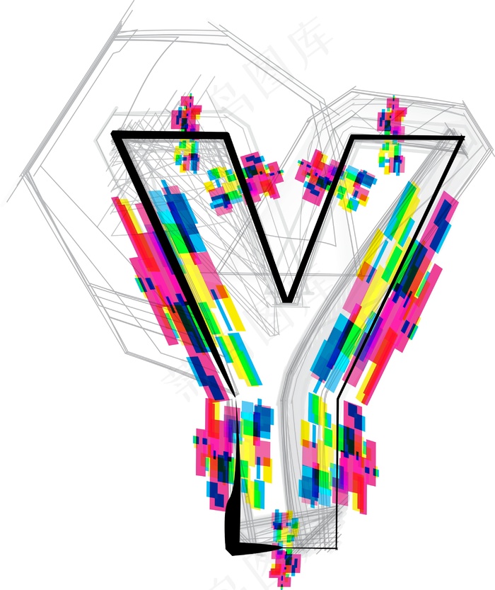 插图插画矢量字体的字母Yeps,ai矢量模版下载