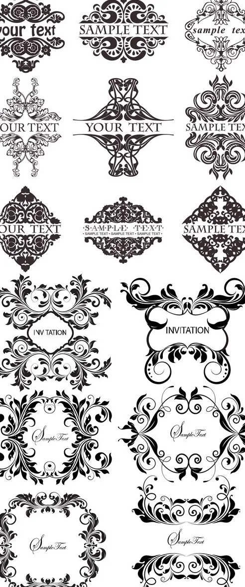 古典花纹装饰边框矢量图 AIai矢量模版下载