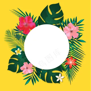 夏季海报展板几何植物花卉素材