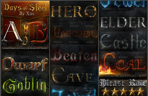 超酷的黄金立体字等金属字体样式