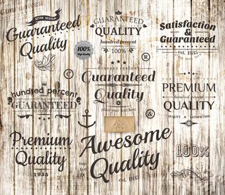 原木背景品质保证标签矢量素材