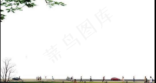 PSD后期处理配景素材人物草地树