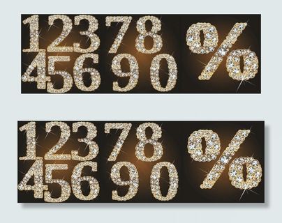 星光璀璨的钻石数字——矢量素材