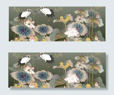 向量的起重机和莲花