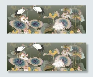 向量的起重机和莲花