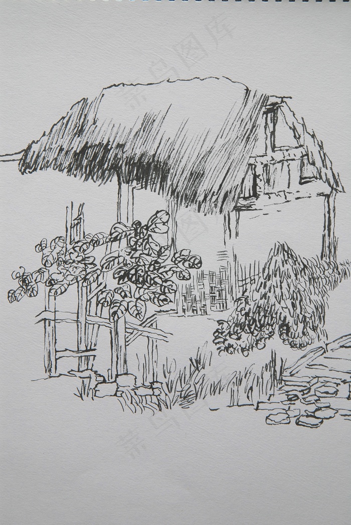 钢笔风景速写