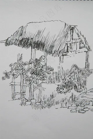 钢笔风景速写