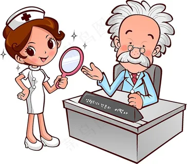 老人与拿着镜子的护士 老人与拿着镜子的护士