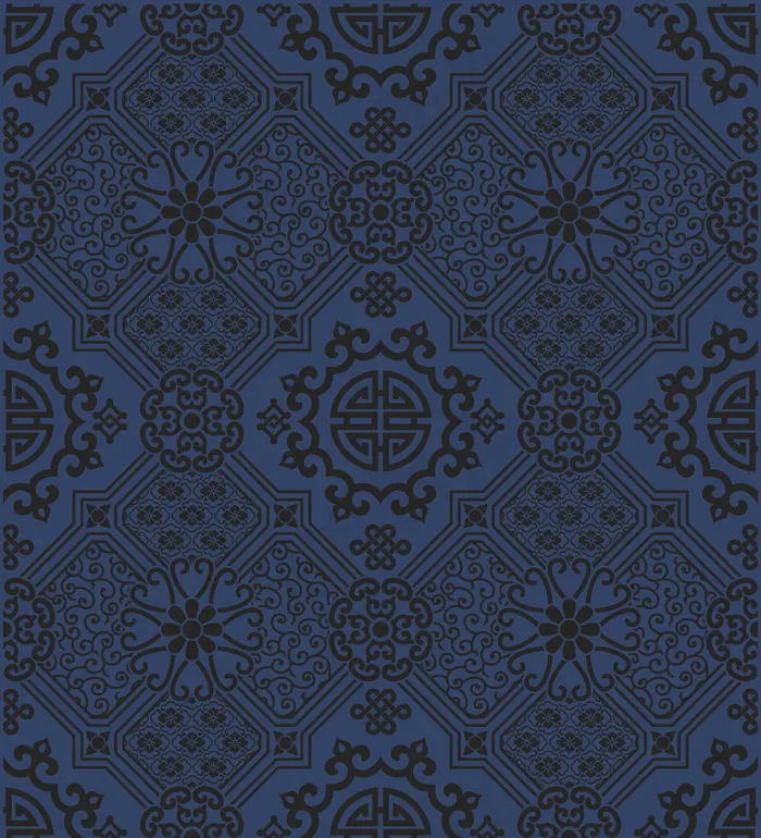 中国中式和风民族风格蓝色花纹瓷器手绘背景底纹图案矢量图片素材eps,ai矢量模版下载