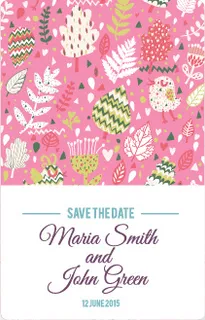 唯美水彩森系婚礼请柬动植物手绘