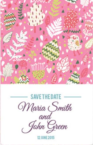 唯美水彩森系婚礼请柬动植物手绘