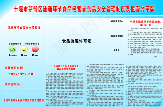 食品安全管理制度及监督公示牌图片cdr矢量模版下载