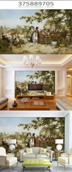 人物油画背景墙 人物油画背景墙