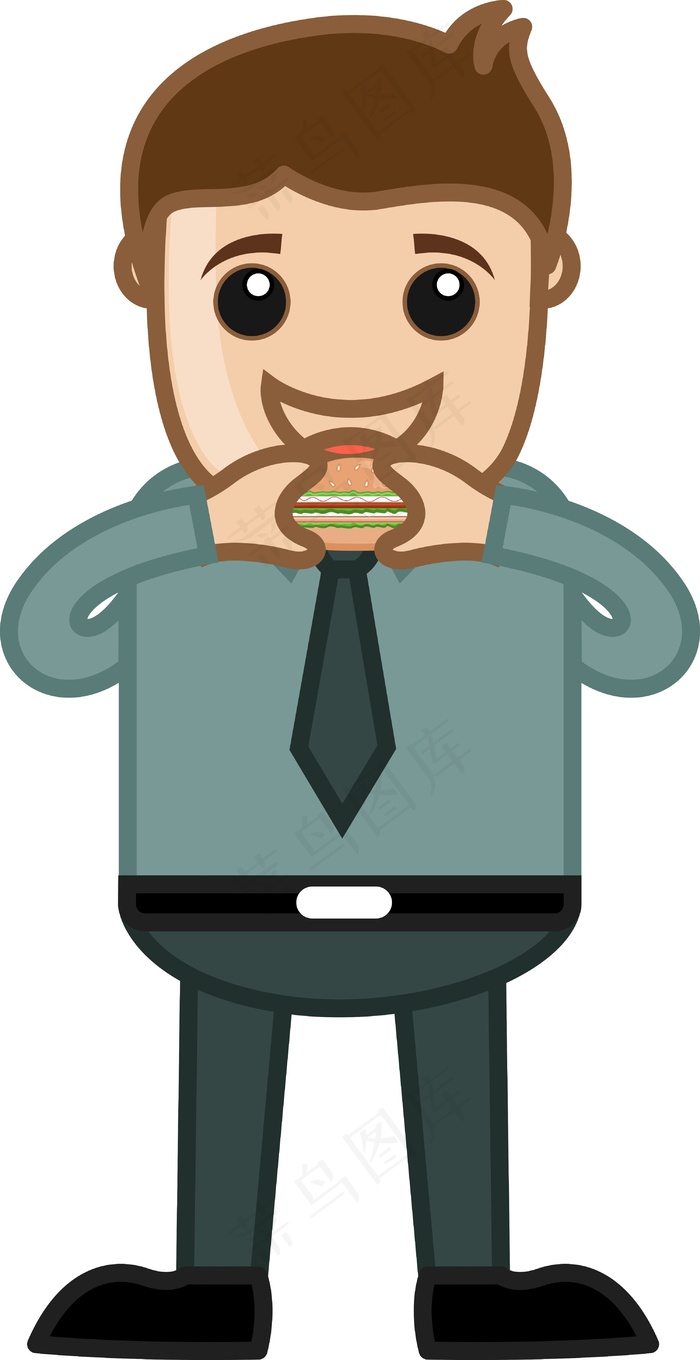 男人吃汉堡向量