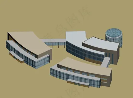 扇形建筑城市规划3D模型