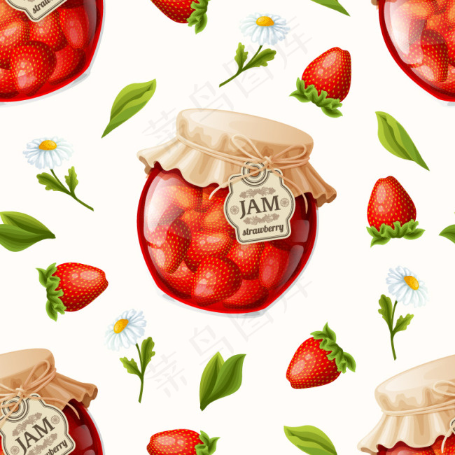 精美草莓果酱背景矢量素材