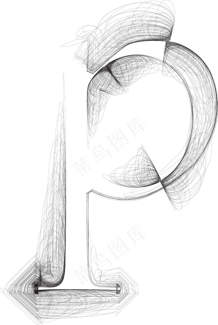 手绘字体字母P矢量插画eps,ai矢量模版下载
