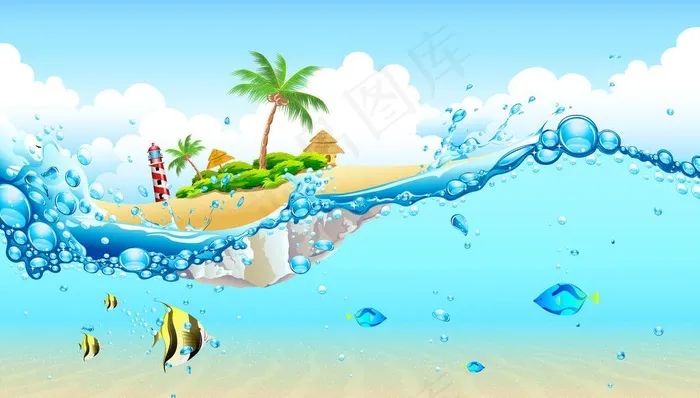 海滩图片eps,ai矢量模版下载