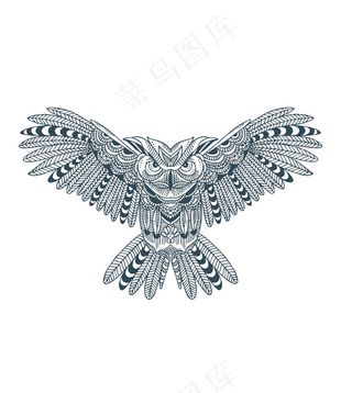 抽象几何猫头鹰无框画素材