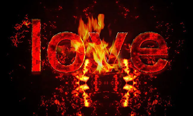 被火燃烧的字体LOVEpsd模版下载