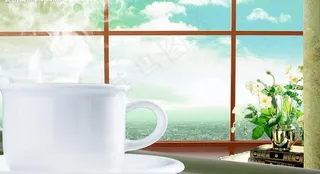 杯子和窗户图片