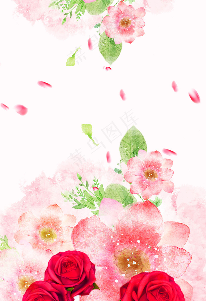 唯美水彩花朵海报背景PSD(2047X2992(DPI:200))psd模版下载