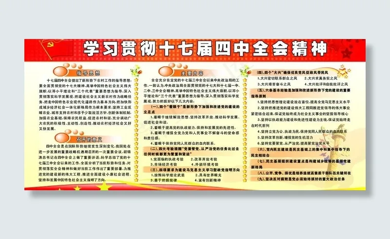 学习贯彻十七届四中全会精神图片psd模版下载