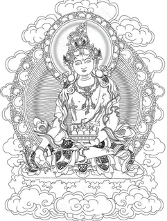 唐卡 财源天母 线勾图图片