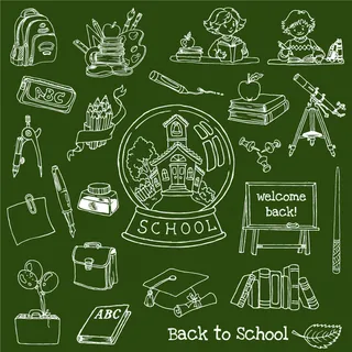 22款手绘校园元素矢量素材