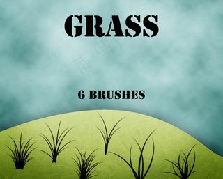 鼠绘小草笔刷绿色草丛笔刷绿草绘