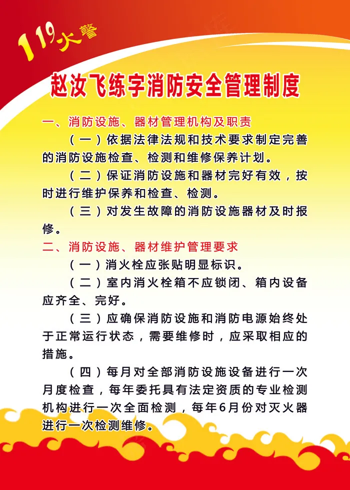 赵汝飞消防管理制度psd模版下载