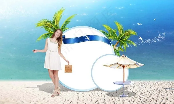 沙滩美女图片(4100X2700(DPI:300))psd模版下载
