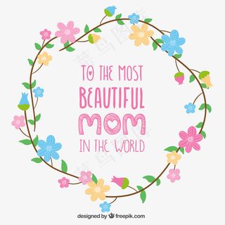 母亲节贺卡与鲜花