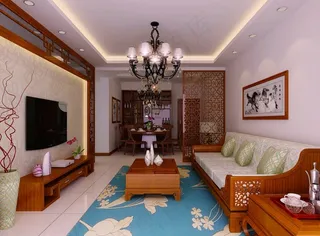 中式风格客厅效果图