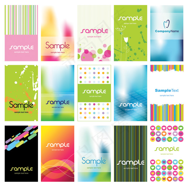 多款春日唯美圆点线条卡片背景素材模...