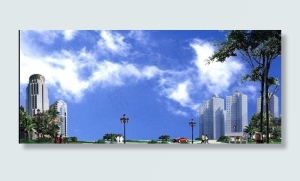 办公建筑效果图PSD背景模型
