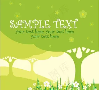 卡通线稿树矢量素材二