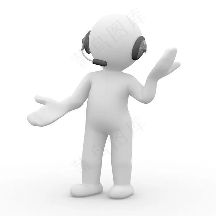 戴耳机的3D小人