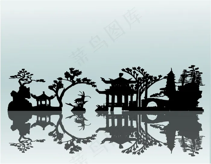中国庭院元素矢量素材eps,ai矢量模版下载