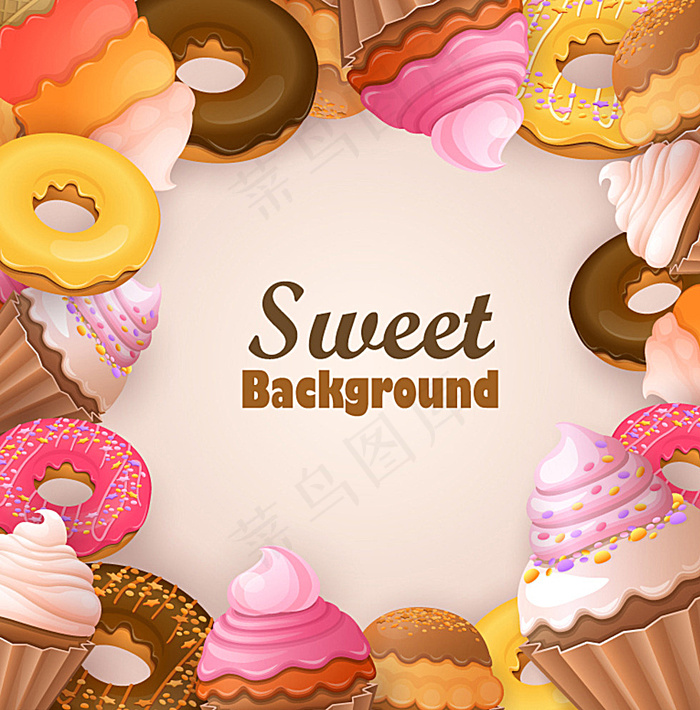 卡通美味甜点背景矢量素材图片
