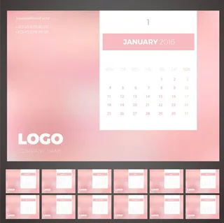 2016年蓝色日历主题矢量素材