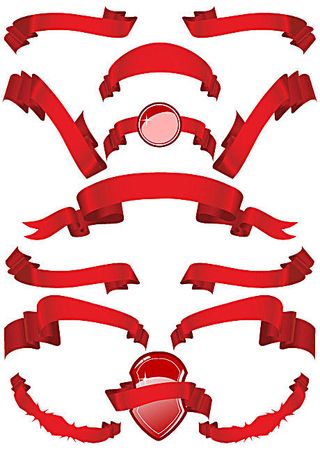 几款红色丝带飘带矢量素材