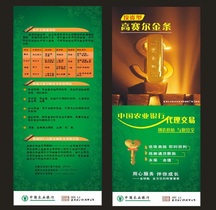 中国农业银行高赛尔金条易拉宝图片cdr矢量模版下载