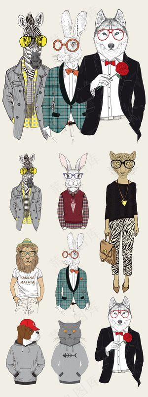 2017欧美时尚动物绅士潮流人士矢...