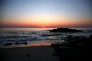 海岸夕阳景色图片